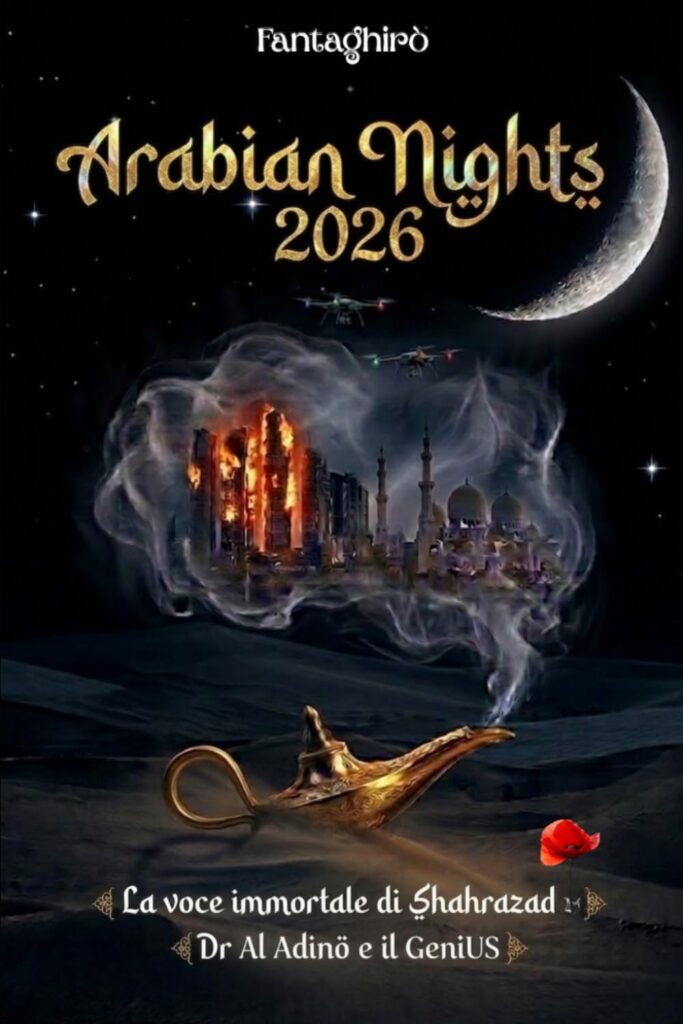 Book Cover: Arabian Nights 2026: La voce immortale di Shahrazad, Dr Al Adino e il GeniUS di Fantaghirò - RECENSIONE
